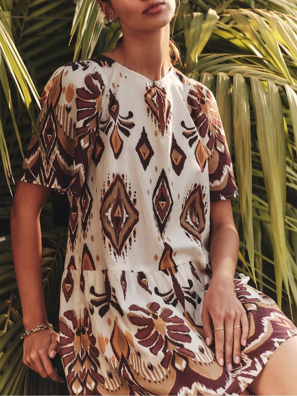 NWT Anthropologie Velvet by Graham & Spencer Boho Printed Short Sleeve Dress - Picture 4 of 8